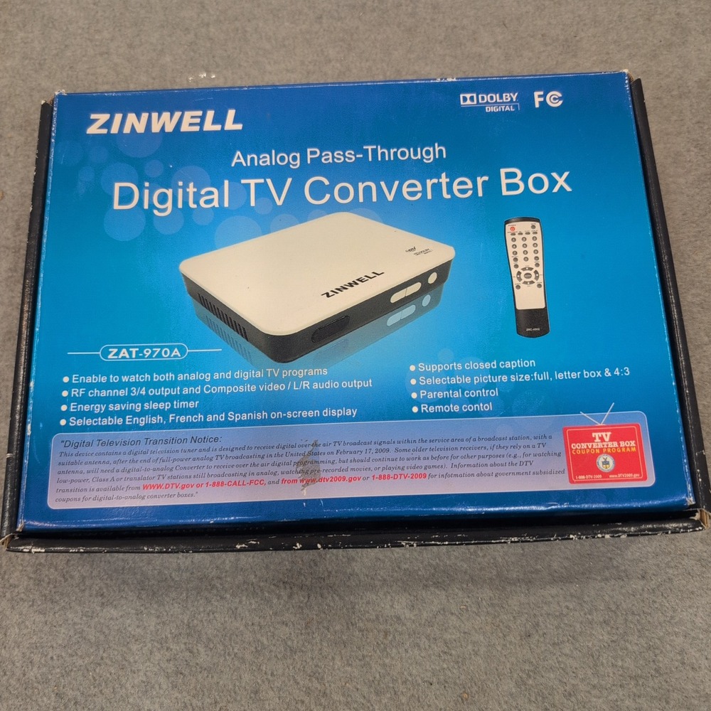 Zinwell ZAT-970A Analog Pass-Through Digital TV Converter Box SDTV White - Picture 2 of 4